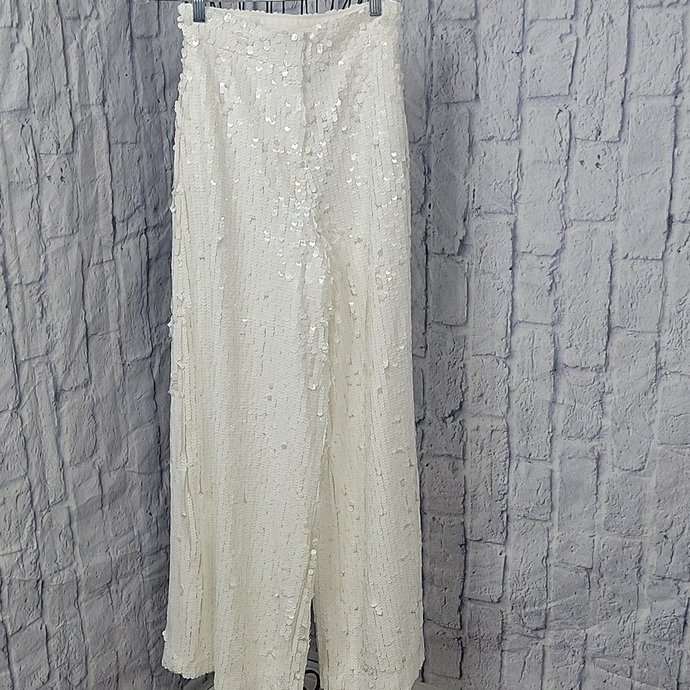 OSOS Women's‎ White All Sequined Wide Leg Pants Size 2